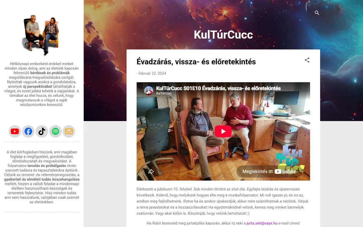 A(z) KulTúrCucc weboldal képernyőképe