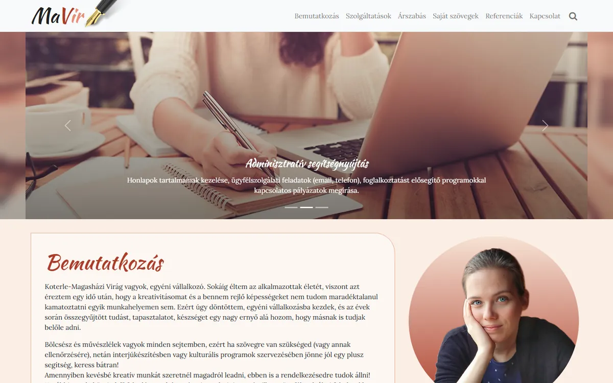 A(z) Magasházi Virág weboldal képernyőképe
