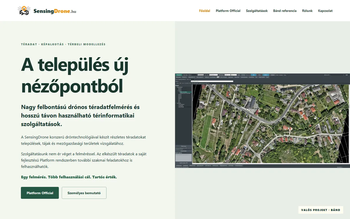 A(z) SensingDrone weboldal képernyőképe