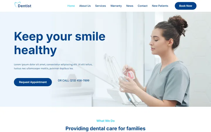A(z) Dentist sablonminta képernyőképe