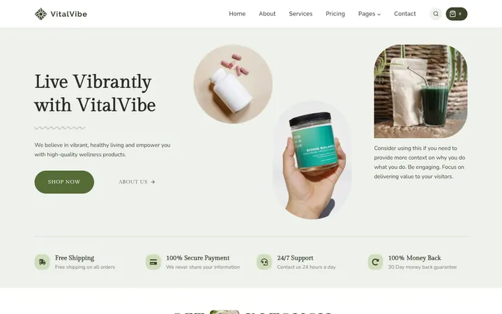 A(z) VitalVibe sablonminta képernyőképe